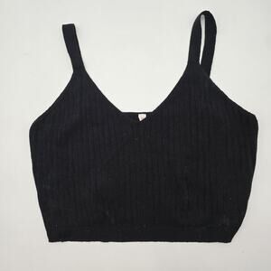 Anthropologie Top Womens 2X Black Tank Crop Sweater Ribbed Daily Practice
